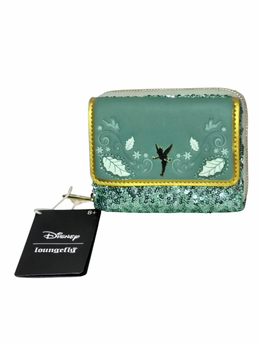 Loungefly Peter Pan Tinker Bell Holiday Sequin Tri-Fold Wallet NWT - Picture 6 of 6